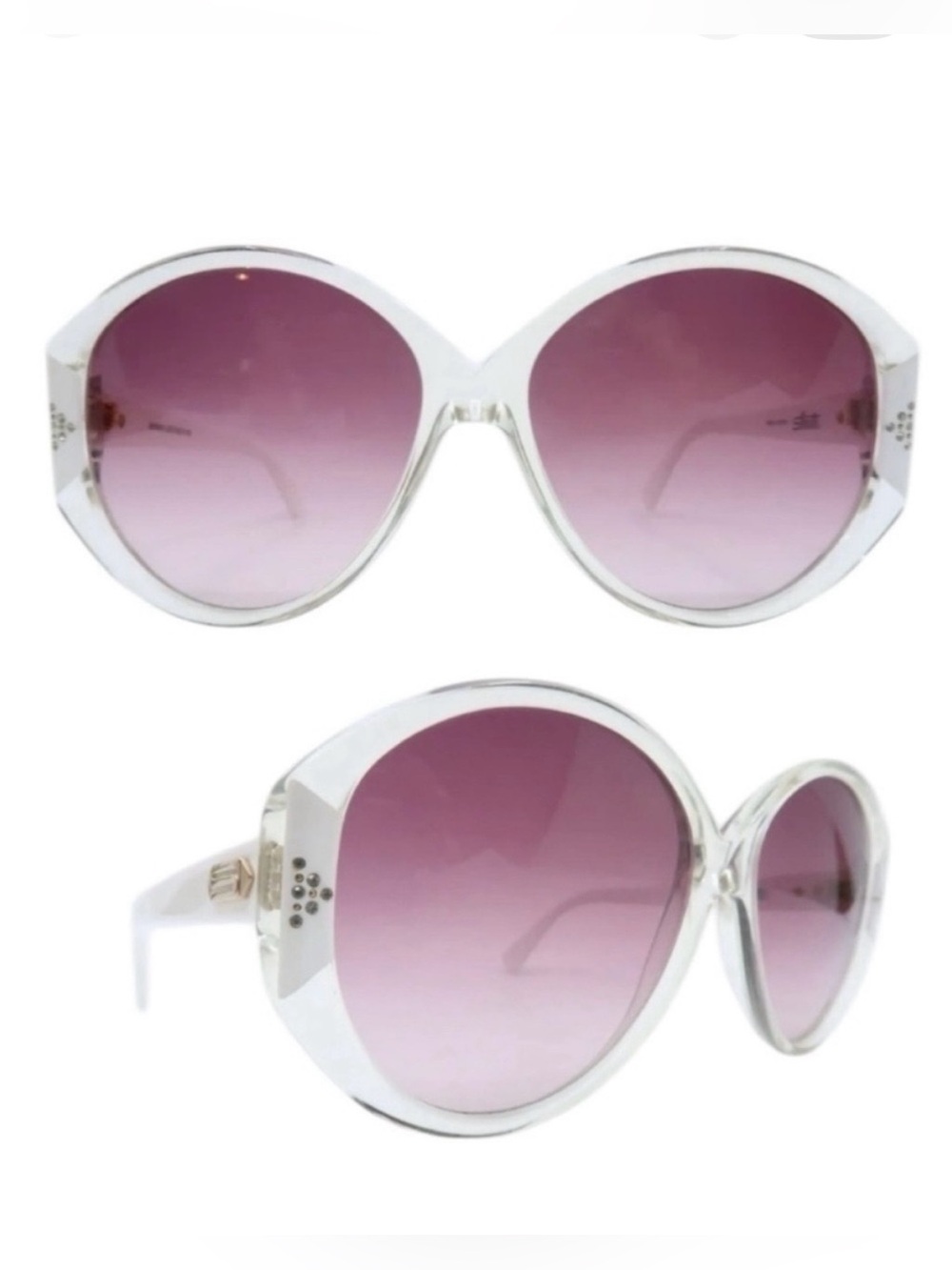 1970’s Clear & White Oversized Silhouette Sunglasses, Mod 1116, Made in Austria